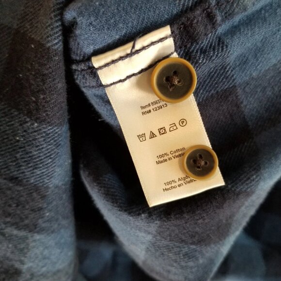 Jachs Size Mens LT Flannel Long Sleeve Blue/Navy Blue Plaid Button Up - Picture 4 of 5